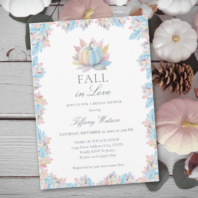 Invitación Caída en el amor Pastel Calabaza Azul Ducha de nov (Subido por el creador)