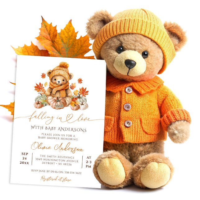 Invitación Caída en el amor Pequeño Oso de Teddy Baby Shower (Subido por el creador)