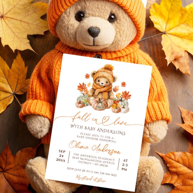 Invitación Caída en el amor Pequeño Teddy Bear Baby Shower (Subido por el creador)
