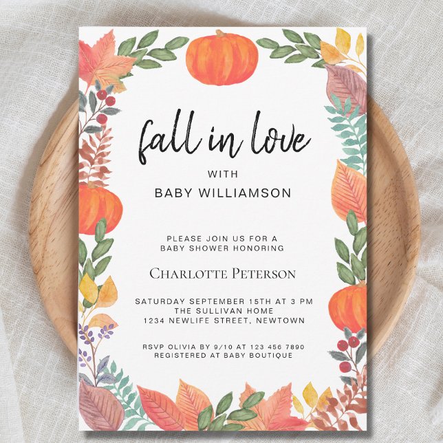 Invitación Caída en el amor Pumpkin Baby Shower (Subido por el creador)