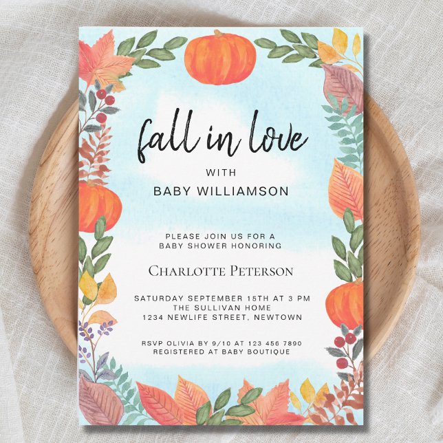 Invitación Caída en el amor Pumpkin Baby Shower (Subido por el creador)