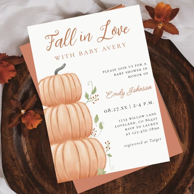 Invitación Caída en el amor Pumpkin Baby Shower (Subido por el creador)