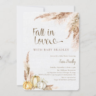 Invitación Caída en el amor Pumpkin Boho pampas bebé ducha de