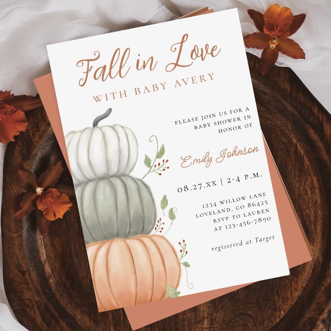 Invitación Caída en el amor Pumpkin Cae Baby Shower (Subido por el creador)