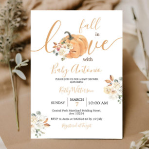 Invitación Caída en el amor Pumpkin Floral Baby Shower