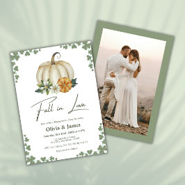 Invitación Caída en el Amor Pumpkin Sage Green Engagement Par