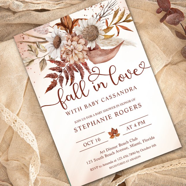 Invitación Caída en el amor Romántico Boho Floral Baby Shower (Subido por el creador)