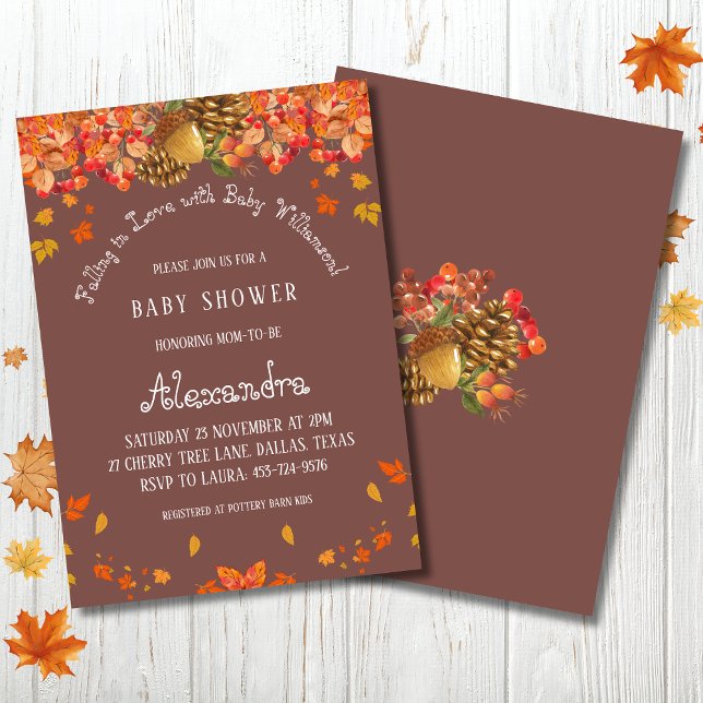 Invitación Caída en el amor Rustic Autumn Baby Shower (Subido por el creador)