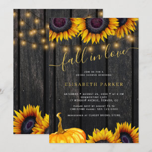 Invitación Caída en el amor rústico de granero floral ducha d