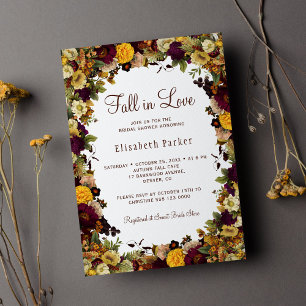 Invitación Caída en el amor rústico otoño ducha de novia flor