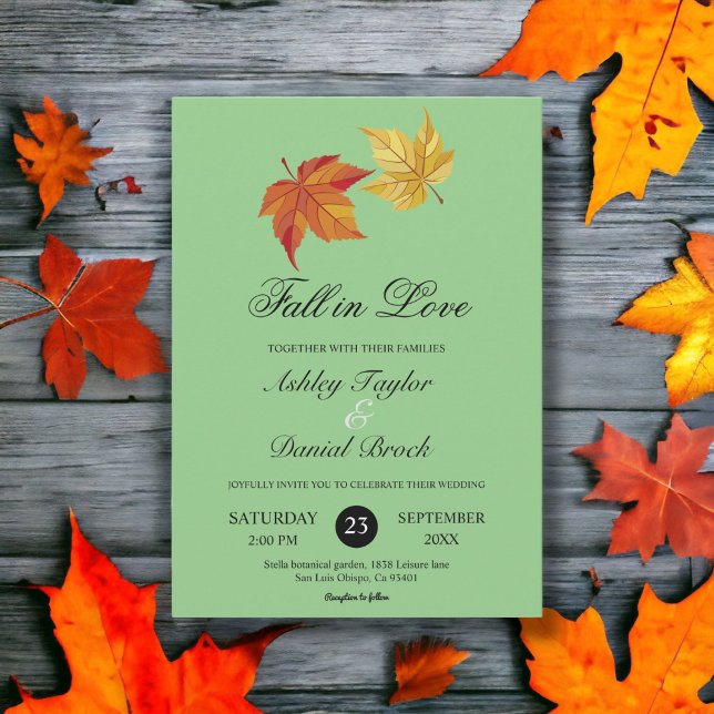 Invitación Caída en el Amor Sage Green Boho Rustic Autumt Bod (Subido por el creador)