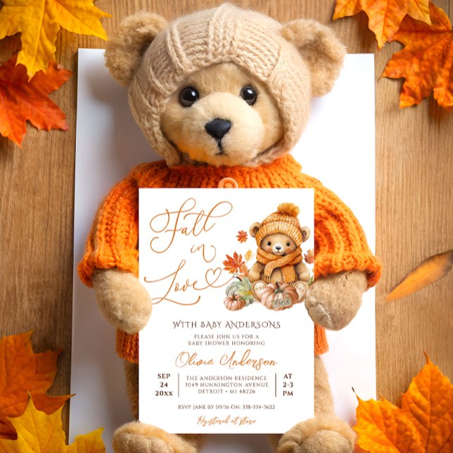 Invitación Caída en el amor Teddy Bear Baby Shower (Subido por el creador)