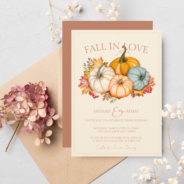 Invitación Caída en el amor Terracota Boda de calabazas otoña (Subido por el creador)