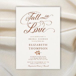 Invitación Caída en el amor Terracota ducha de novias de hoja