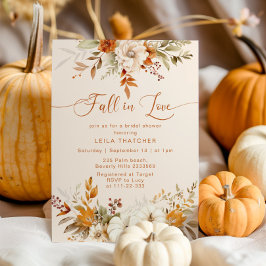 Invitación Caída en el amor terracota otoño ducha de novia
