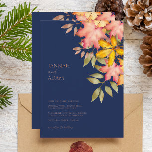 Invitación Caída en la Armada de Amor Caída Azul Otoño deja B