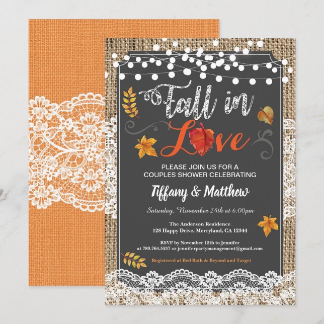 Invitación Caída en pizarra rústica de la ducha de los pares (Anverso / Reverso)