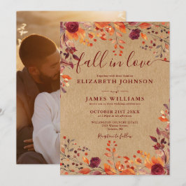 Invitación Caída Enamorada Boda De Fotografía Floral Rustica 