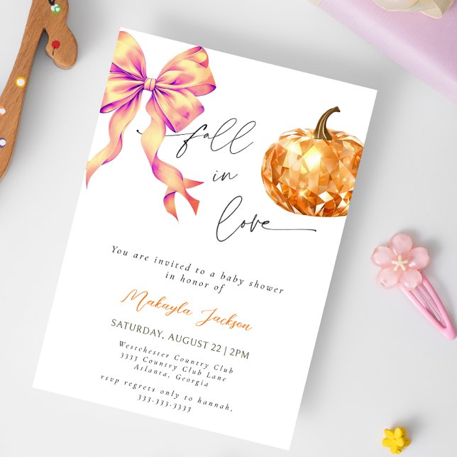 Invitación Caída enamorada Calabaza de diamantes Bow ducha de (Subido por el creador)