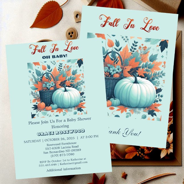 Invitación Caída Enamorada Calabaza Rústica País Baby Shower (Fall In Love Pumpkin Rustic Country Baby Shower Invitation)