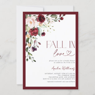 Invitación Caída enamorada de la acuarela floral borgoña