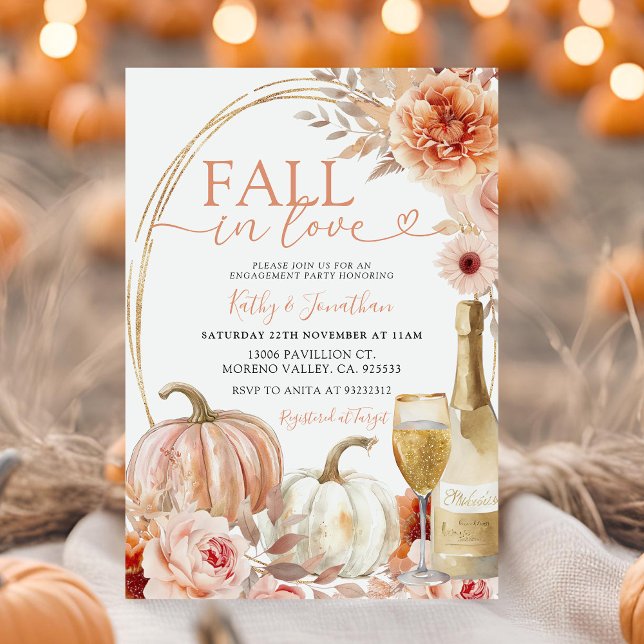 Invitación Caída Enamorada Fiesta De Compromiso De Calabaza F (Subido por el creador)