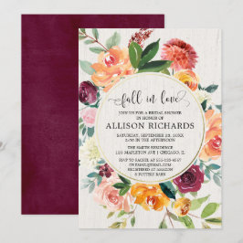 Invitación Caída enamorada Follaje floral ruso ducha de novia