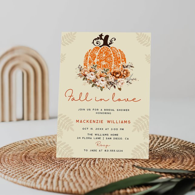 Invitación Caída Enamorada Fumpkin Otoño Floral Bridal Shower (Subido por el creador)