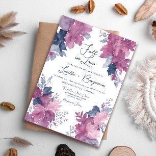 Invitación Caída enamorada otoño deja Boda de la Marina azul