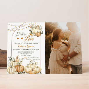 Invitación Caída Enamorada Rústica Calabaza Floral Baby Showe