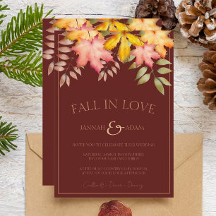 Invitación Caída enamorada Terracota otoño otoño deja Boda