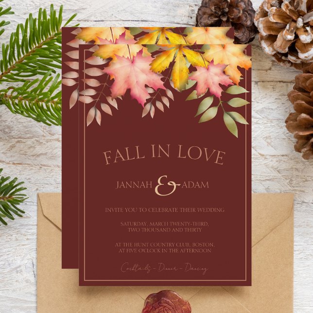 Invitación Caída enamorada Terracota otoño otoño deja Boda (Subido por el creador)