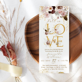 Invitación Caída Flor Floral Oro Floral Ducha de novia