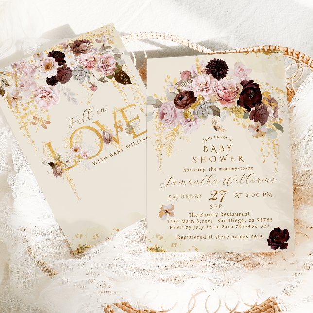 Invitación Caída Flor Silvestre Oro Flor Bebé Beber Ducha (Subido por el creador)