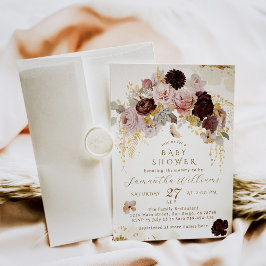 Invitación Caída Flor Silvestre Oro Flor Bebé Beber Ducha