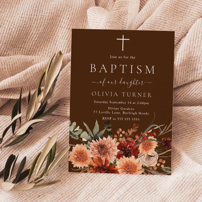 Invitación Caída floral bohemia y bautismo de verano (Subido por el creador)