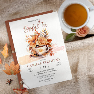Invitación Caída Floral Cabina de Teacup Bridal Tea Shower