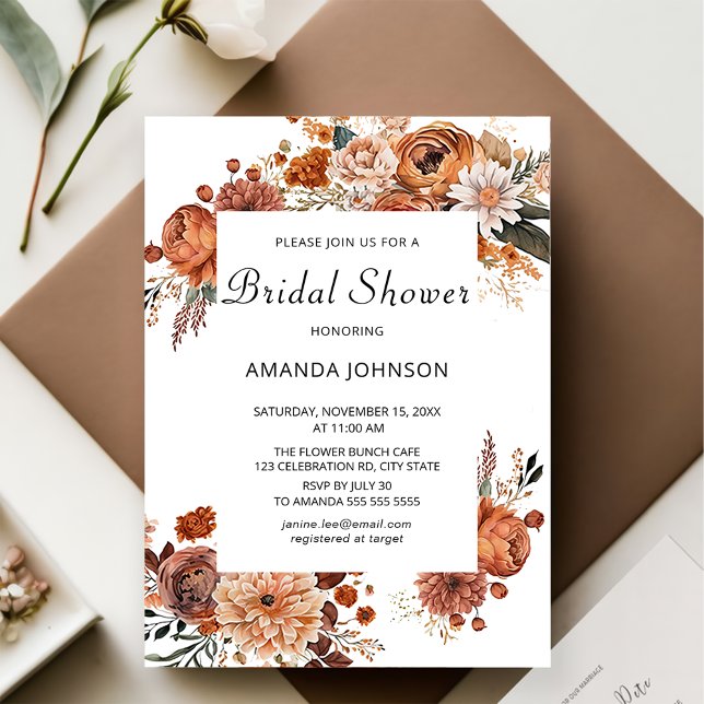 Invitación Caída floral de Boho Terracotta ducha de novia (Subido por el creador)