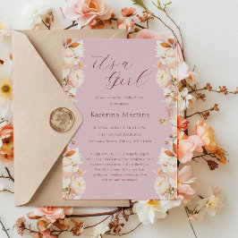 Invitación Caída floral de lavanda es un Baby Shower Chica