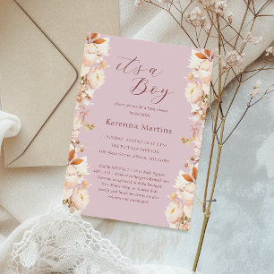 Invitación Caída floral de lavanda es un niño Baby Shower
