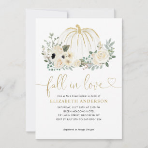 Invitación Caída floral en amor Ducha de novia de calabaza bl