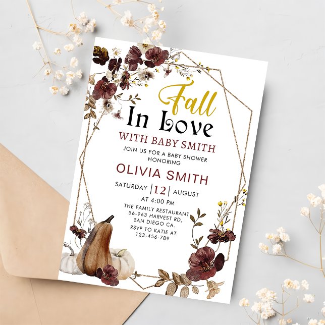 Invitación Caída floral en Baby Shower de calabaza de amor (Subido por el creador)