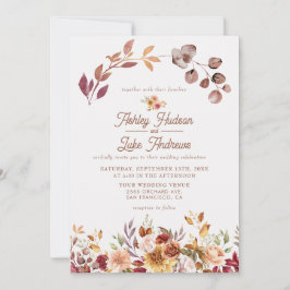 Invitación Caída floral en el amor Boho Cae Boda botánico