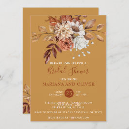 Invitación Caída Floral Gold Bridal Shower