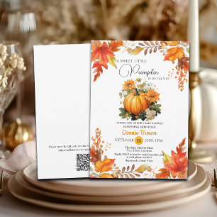 Invitación Caída Floral Pequeña Calabaza en el camino a Baby