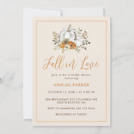 Invitación Caída Floral Rústica Calabaza Blanca Ducha De Novi