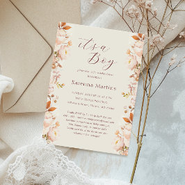 Invitación Caída floral vintage crema es un niño Baby Shower
