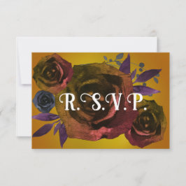 Invitación Caída gótica boda floral oscura moderna RSVP