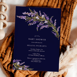 Invitación Caída lavanda floral acuarela moda bebé ducha