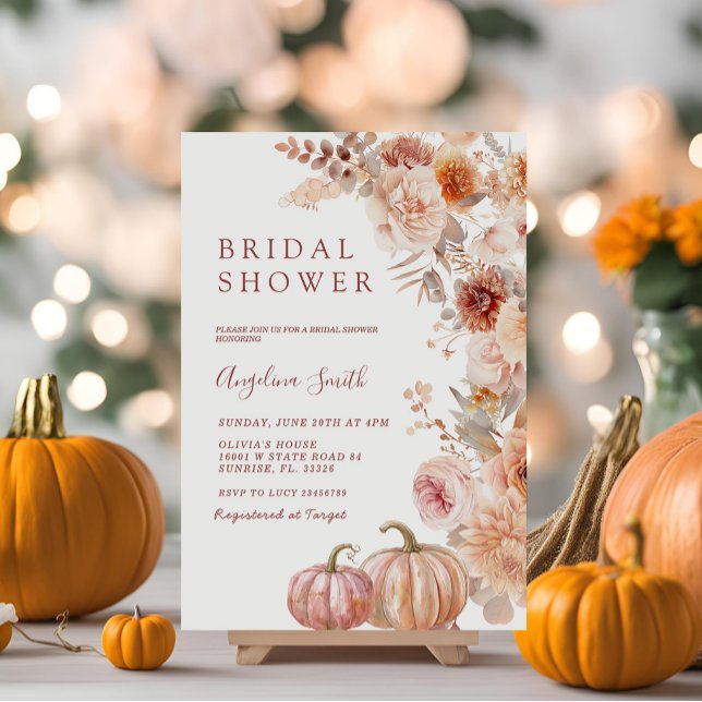Invitación Caída Marfil Beige Flor Calabaza Ducha Bridal (Subido por el creador)